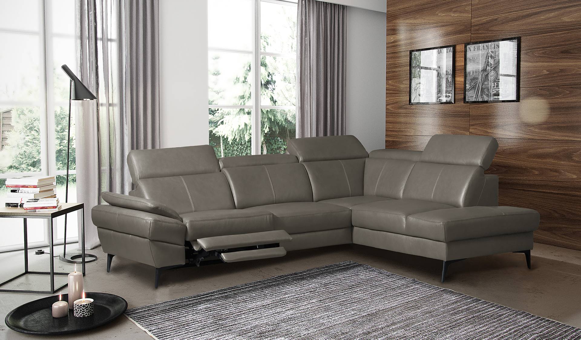 home24 Ecksofa Amphuli mit Ottomane Grau Echtleder Mabel / Kunstleder Manda 264 x 80 x 211cm Ottomane davorstehend rechts Kopfstütze home24 Ecksofa Amphuli mit Ottomane Grau Echtleder Mabel / Kunstleder Manda 264 x 80 x 211cm Ottomane davorstehend rechts Kopfstütze von home24