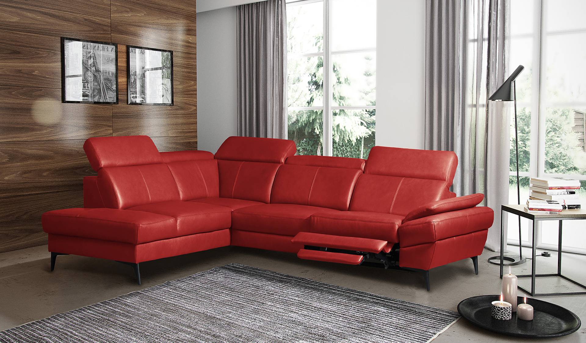 home24 Ecksofa Amphuli mit Ottomane Rot Echtleder Mabel / Kunstleder Manda 264 x 80 x 211cm Ottomane davorstehend links Kopfstütze home24 Ecksofa Amphuli mit Ottomane Rot Echtleder Mabel / Kunstleder Manda 264 x 80 x 211cm Ottomane davorstehend links Kopfstütze von home24