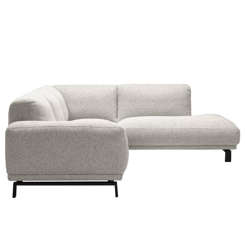 home24 Ecksofa BANDO mit Ottomane Beige Strukturstoff Purna 263 x 81 x 240cm Ottomane davorstehend rechts Modern von home24