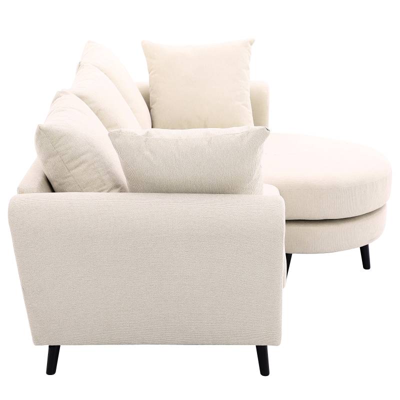 home24 Ecksofa mit Ottomane Beige Cord 223 x 94 x 98cm Ottomane beidseitig montierbar von home24