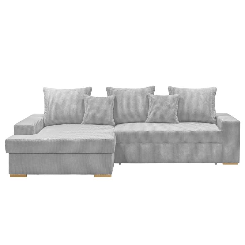 home24 Ecksofa mit Schlaffunktion Grau Cordstoff Poppy 264 x 88 x 165cm Longchair davorstehend links mit Schlaffunktion Modern home24 Ecksofa mit Schlaffunktion Grau Cordstoff Poppy 264 x 88 x 165cm Longchair davorstehend links mit Schlaffunktion Modern von home24