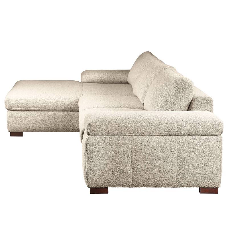 home24 Ecksofa Beige Strukturstoff Purna 303 x 80 x 177cm Longchair davorstehend links Natur von home24