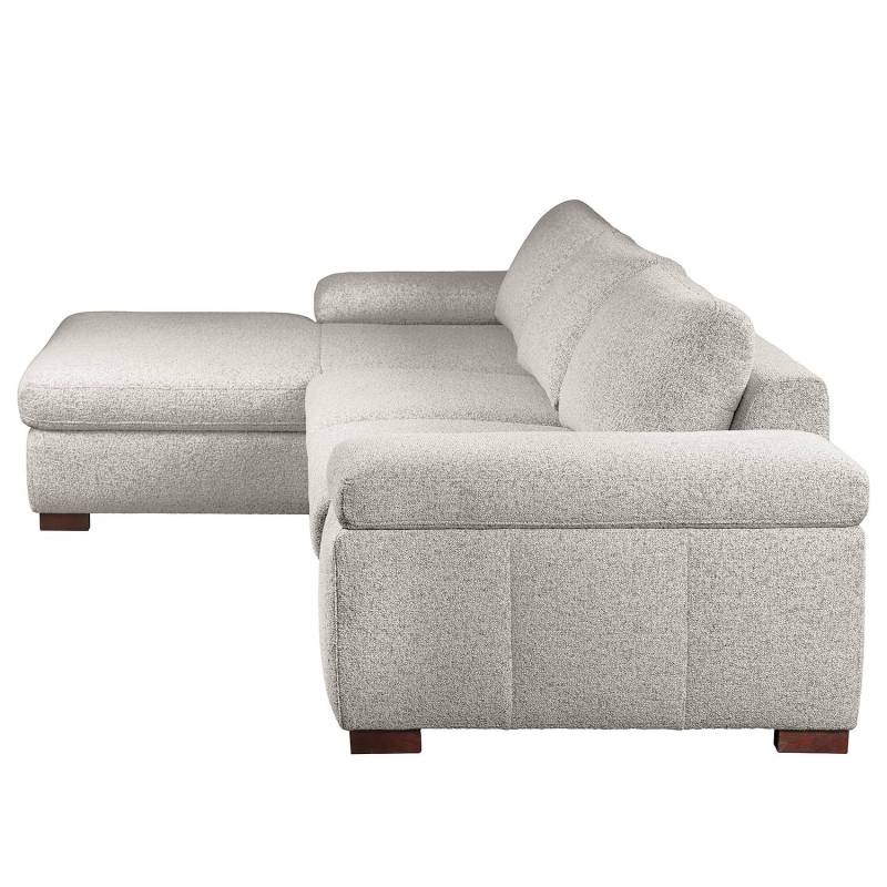 home24 Ecksofa Beige Strukturstoff Purna 303 x 80 x 177cm Longchair davorstehend links Natur von home24