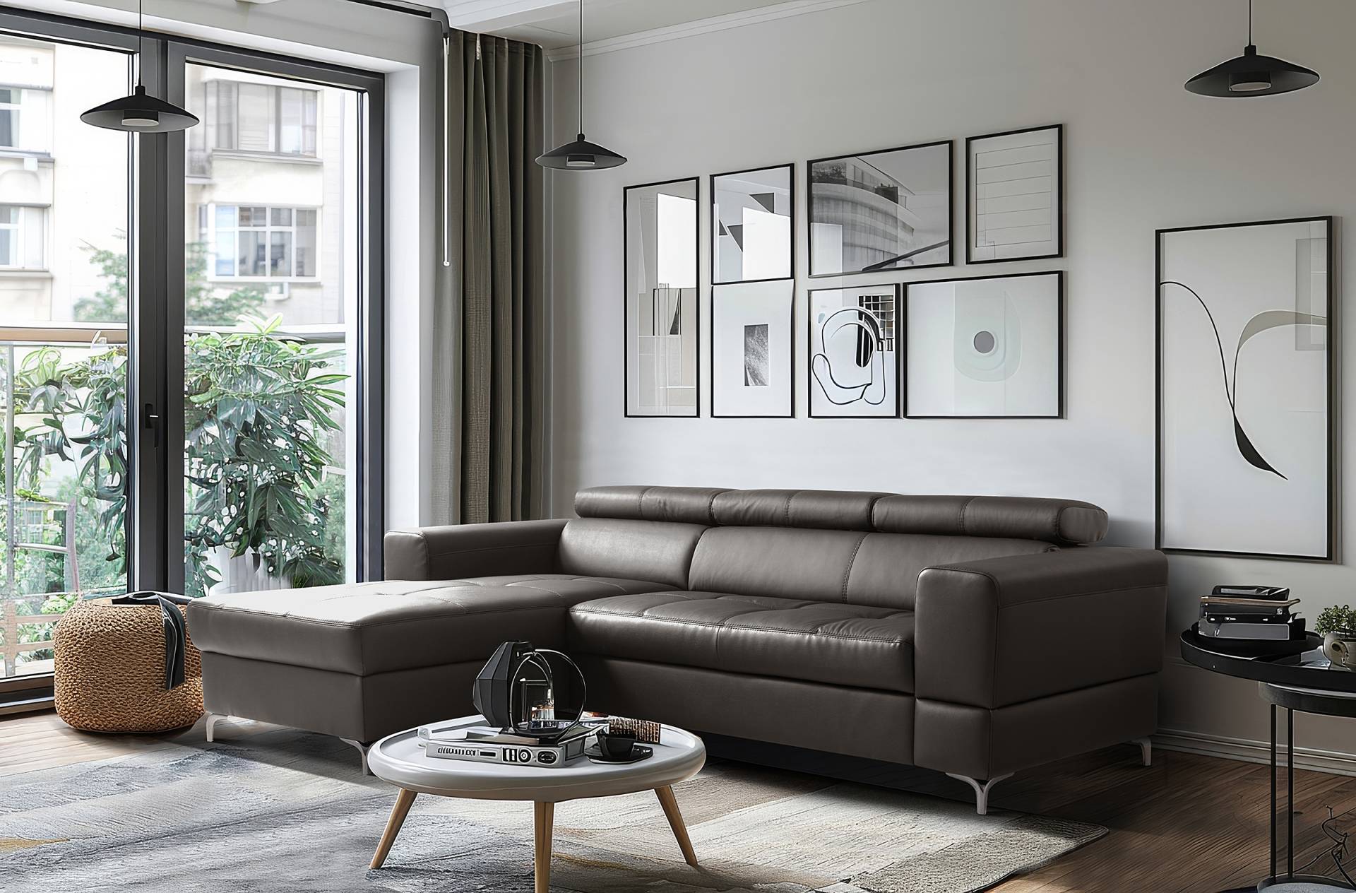 home24 Ecksofa Elaman mit Longchair Braun Echtleder Mabel / Kunstleder Manda 247 x 75 x 173cm Longchair davorstehend links Modern home24 Ecksofa Elaman mit Longchair Braun Echtleder Mabel / Kunstleder Manda 247 x 75 x 173cm Longchair davorstehend links Modern von home24