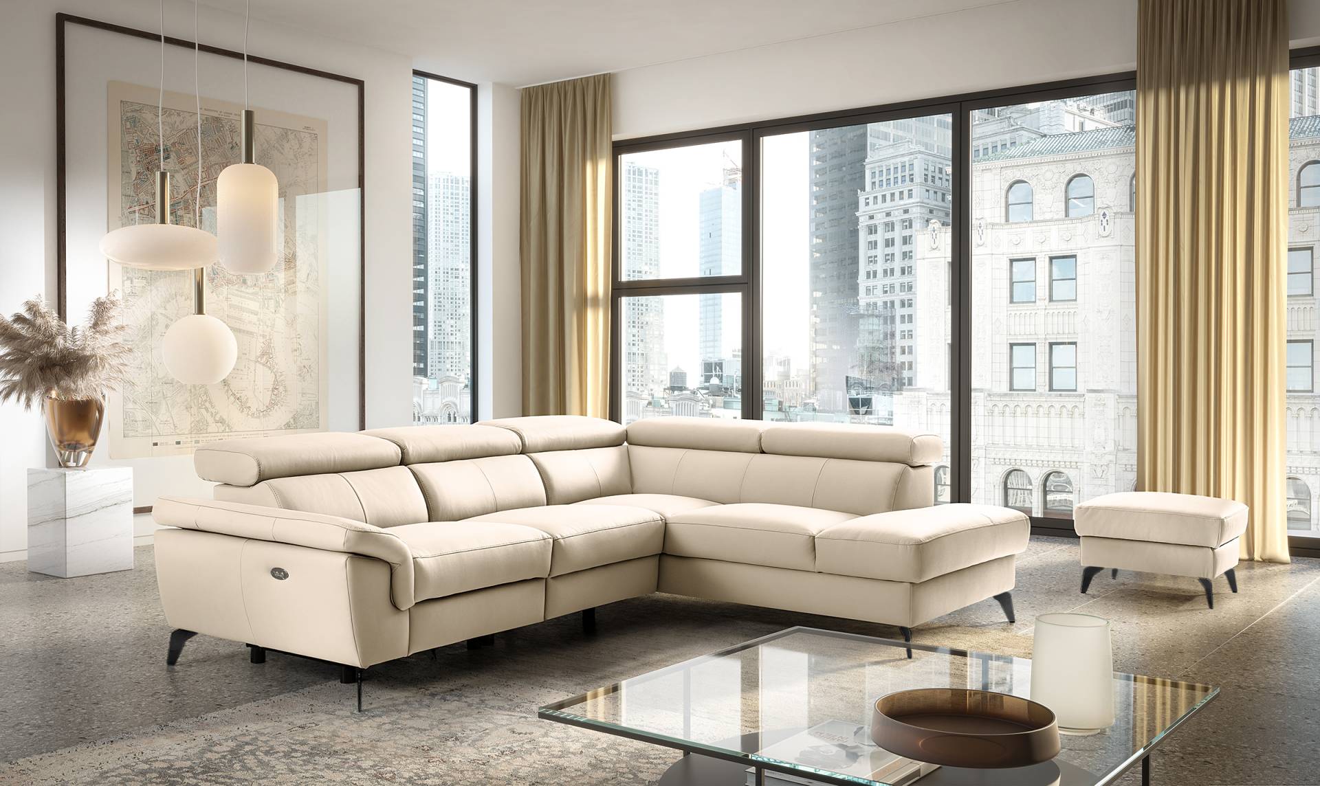 home24 Ecksofa Leneva mit Ottomane Grau Echtleder Mabel / Kunstleder Manda 265 x 73 x 210cm Ottomane davorstehend rechts Schwarz Modern home24 Ecksofa Leneva mit Ottomane Grau Echtleder Mabel / Kunstleder Manda 265 x 73 x 210cm Ottomane davorstehend rechts Schwarz Modern von home24