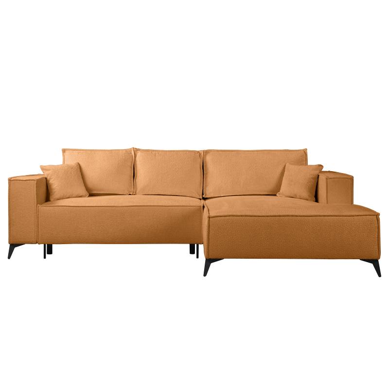home24 Ecksofa MONTOLO mit Longchair Orange Bouclé Stoff Coline 294 x 81 x 185cm Longchair davorstehend rechts Modern von home24