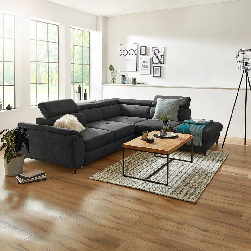 home24 Ecksofa Mehsi mit Schlaffunktion Grau Webstoff Pria 277 x 73 x 237cm Ottomane davorstehend rechts mit Schlaffunktion home24 Ecksofa Mehsi mit Schlaffunktion Grau Webstoff Pria 277 x 73 x 237cm Ottomane davorstehend rechts mit Schlaffunktion von home24