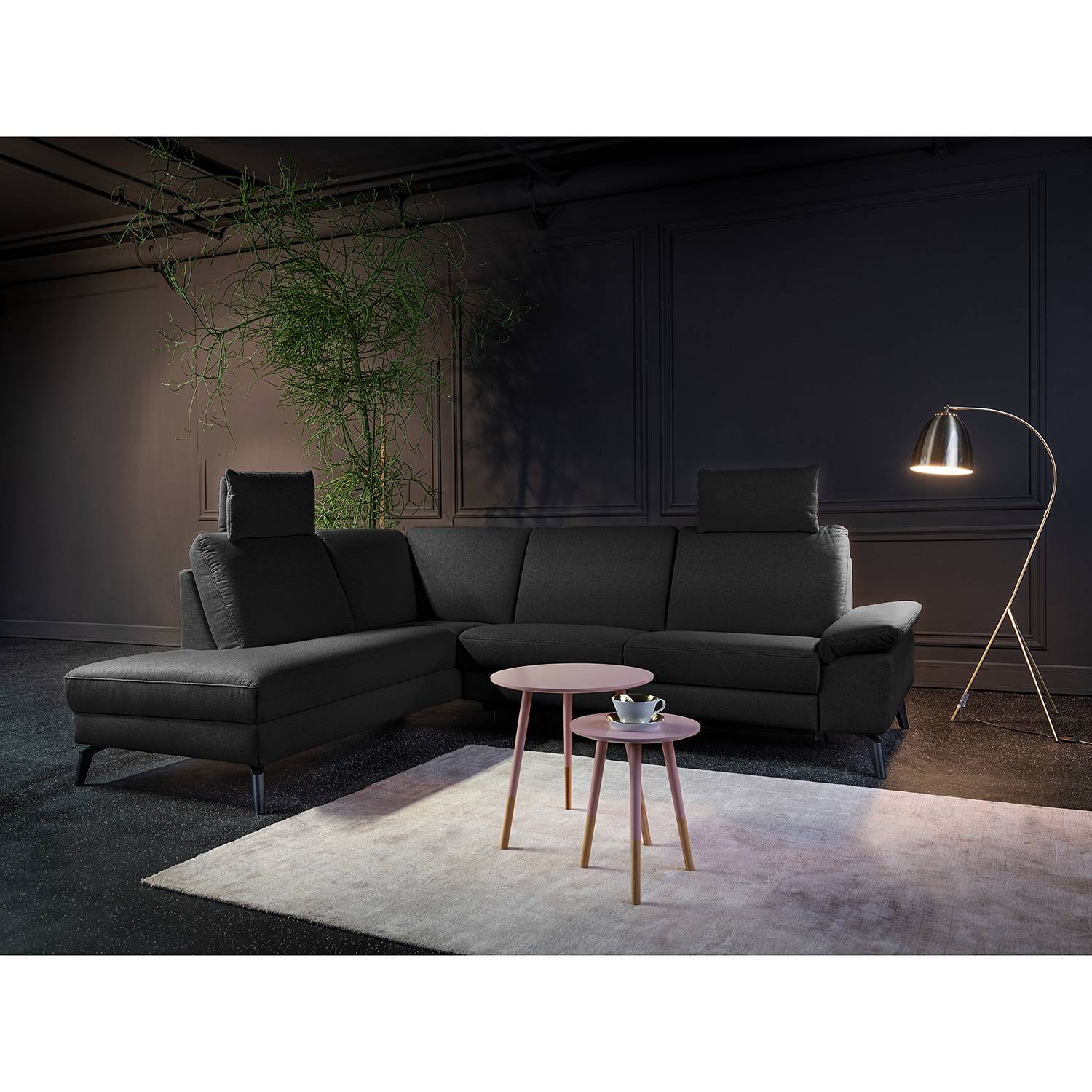 home24 Ecksofa Nando Schwarz/Schwarz Flachgewebe 267 x 118 x 210cm Longchair davorstehend links Elektrisch verstellbar: 2 Motoren mit Kabel Modern home24 Ecksofa Nando Schwarz/Schwarz Flachgewebe 267 x 118 x 210cm Longchair davorstehend links Elektrisch verstellbar: 2 Motoren mit Kabel Modern von home24
