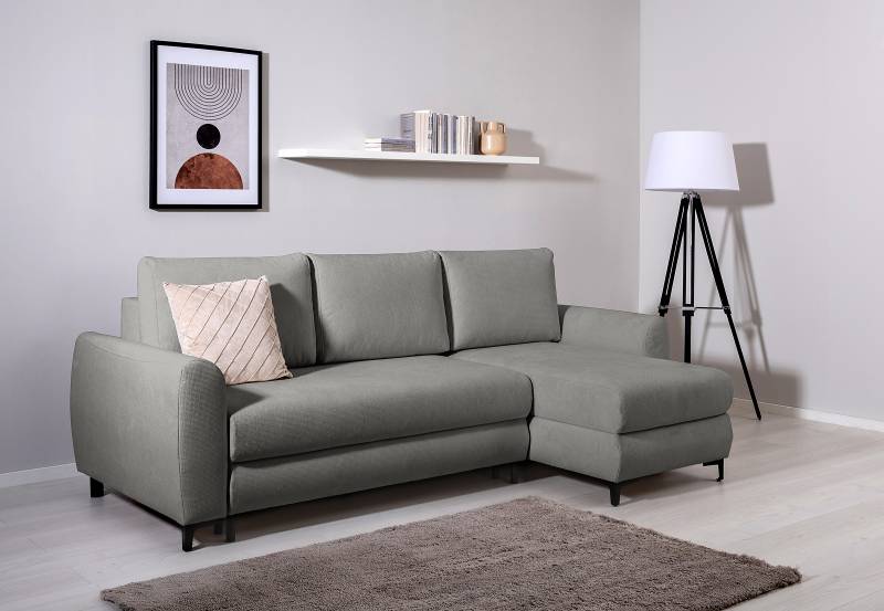 home24 Ecksofa Nauri mit Schlaffunktion Grau Strukturstoff Cosma 236 x 92 x 148cm Longchair beidseitig montierbar mit Schlaffunktion Modern home24 Ecksofa Nauri mit Schlaffunktion Grau Strukturstoff Cosma 236 x 92 x 148cm Longchair beidseitig montierbar mit Schlaffunktion Modern von home24