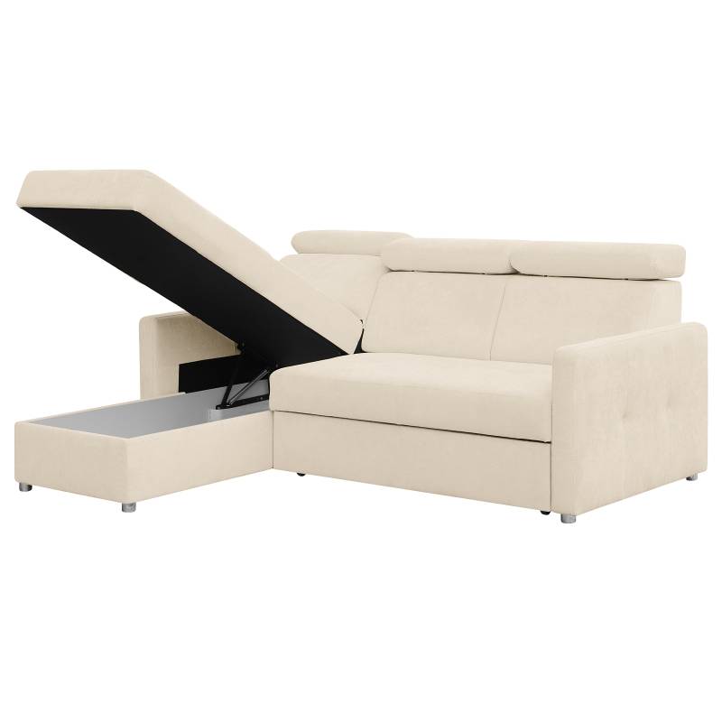 home24 Ecksofa mit Schlaffunktion Weiß Webstoff Maris 213 x 100 x 165cm Longchair davorstehend links mit Schlaffunktion Modern home24 Ecksofa mit Schlaffunktion Weiß Webstoff Maris 213 x 100 x 165cm Longchair davorstehend links mit Schlaffunktion Modern von home24