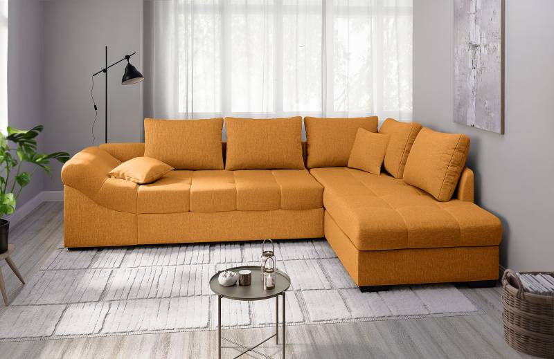 home24 Ecksofa Wanaa mit Schlaffunktion Gold Strukturstoff Okka 298 x 84 x 202cm Ottomane davorstehend rechts mit Schlaffunktion Modern home24 Ecksofa Wanaa mit Schlaffunktion Gold Strukturstoff Okka 298 x 84 x 202cm Ottomane davorstehend rechts mit Schlaffunktion Modern von home24