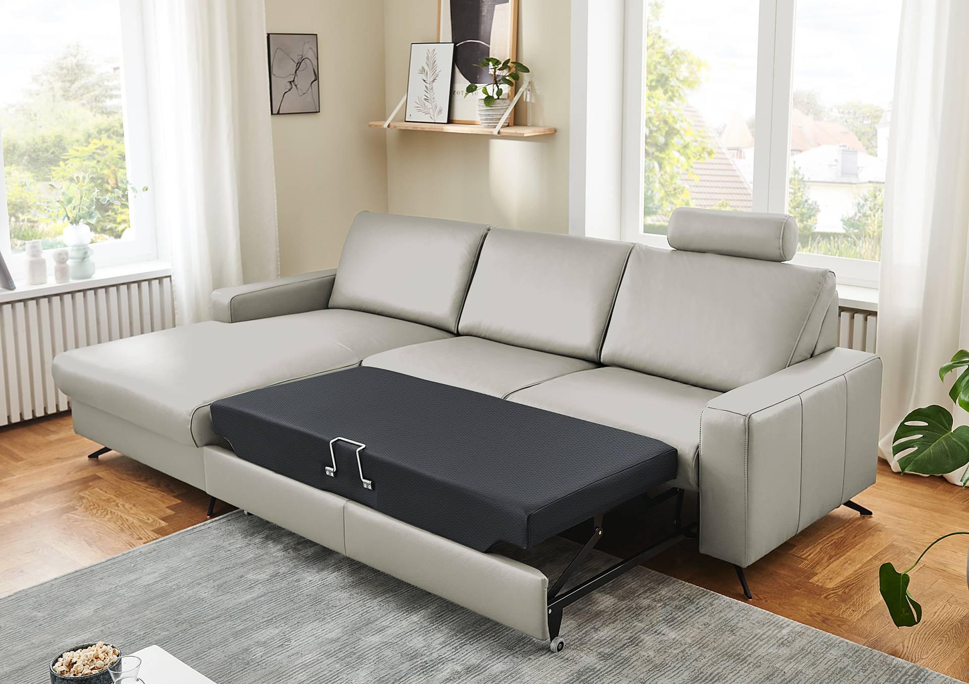 home24 Ecksofa Wondina mit Ottomane Grau Echtleder Tomma 267 x 86 x 165cm Ottomane davorstehend links mit Schlaffunktion Kopfstütze home24 Ecksofa Wondina mit Ottomane Grau Echtleder Tomma 267 x 86 x 165cm Ottomane davorstehend links mit Schlaffunktion Kopfstütze von home24
