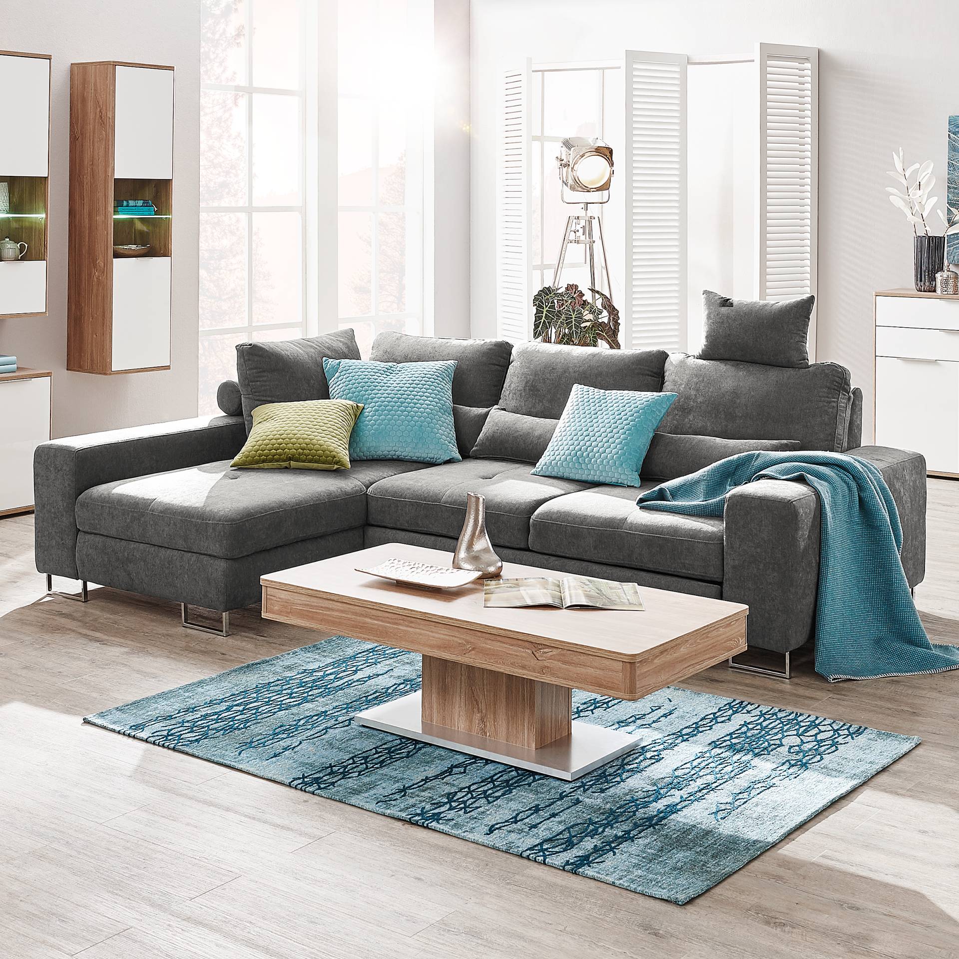 home24 Ecksofa Yarak mit Longchair Grau Mischgewebe 260 x 87 x 188cm Ecke davorstehend links mit Schlaffunktion home24 Ecksofa Yarak mit Longchair Grau Mischgewebe 260 x 87 x 188cm Ecke davorstehend links mit Schlaffunktion von home24