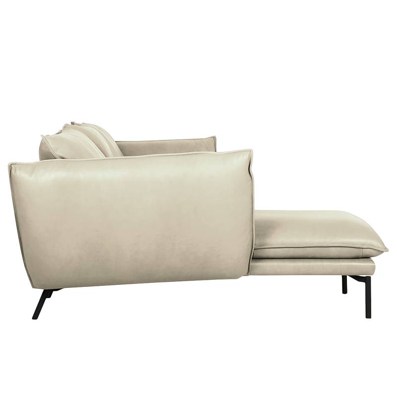 home24 Ecksofa mit Longchair HUKO Beige Echtleder Anila 245 x 84 x 160cm Longchair davorstehend links Modern von home24