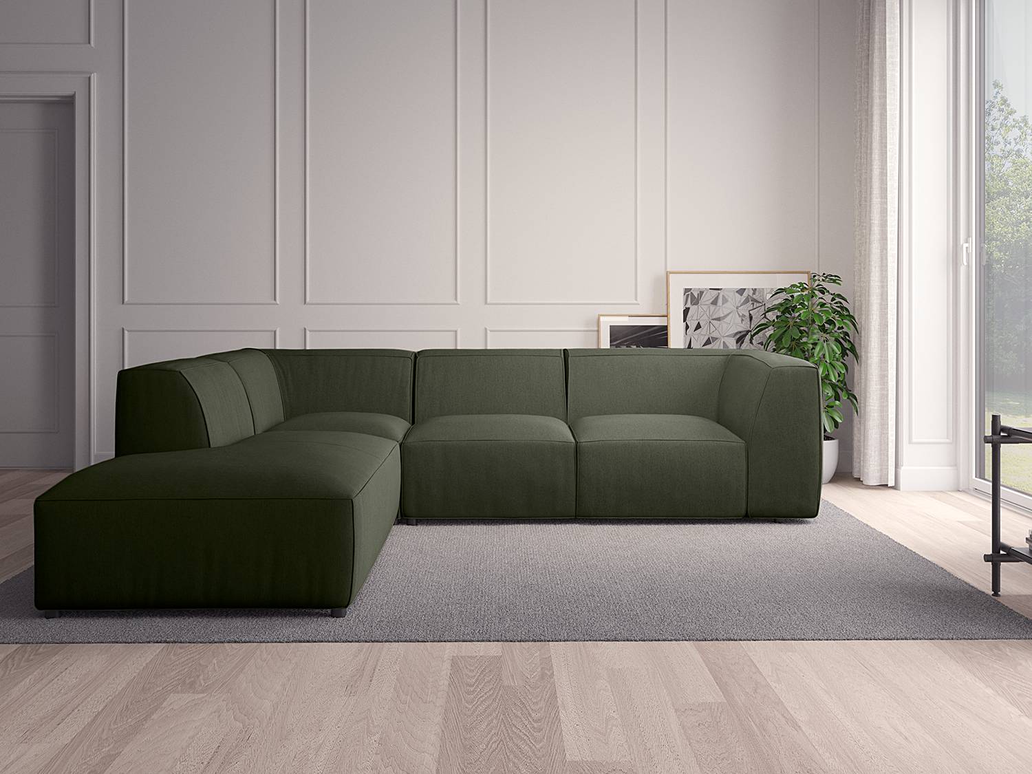 home24 Ecksofa mit Ottomane Grün Webstoff Saia 268 x 70 x 236cm Ottomane davorstehend links Modern home24 Ecksofa mit Ottomane Grün Webstoff Saia 268 x 70 x 236cm Ottomane davorstehend links Modern von home24