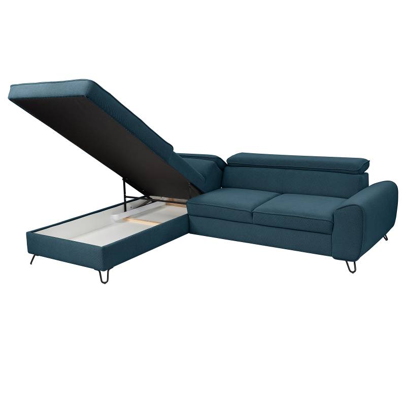 home24 Ecksofa mit Schlaffunktion Blau Strukturstoff Cully 250 x 96 x 200cm Ottomane davorstehend links mit Schlaffunktion Modern home24 Ecksofa mit Schlaffunktion Blau Strukturstoff Cully 250 x 96 x 200cm Ottomane davorstehend links mit Schlaffunktion Modern von home24