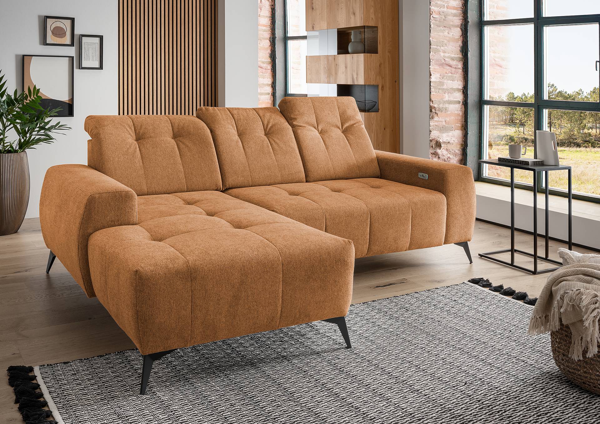 home24 Ecksofa mit Schlaffunktion Gelb Webstoff Venka 258 x 104 x 180cm Longchair davorstehend links mit Schlaffunktion Modern home24 Ecksofa mit Schlaffunktion Gelb Webstoff Venka 258 x 104 x 180cm Longchair davorstehend links mit Schlaffunktion Modern von home24