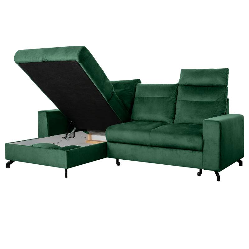home24 Ecksofa mit Schlaffunktion Grün Samt Itria 232 x 110 x 156cm Longchair beidseitig montierbar mit Schlaffunktion Modern home24 Ecksofa mit Schlaffunktion Grün Samt Itria 232 x 110 x 156cm Longchair beidseitig montierbar mit Schlaffunktion Modern von home24