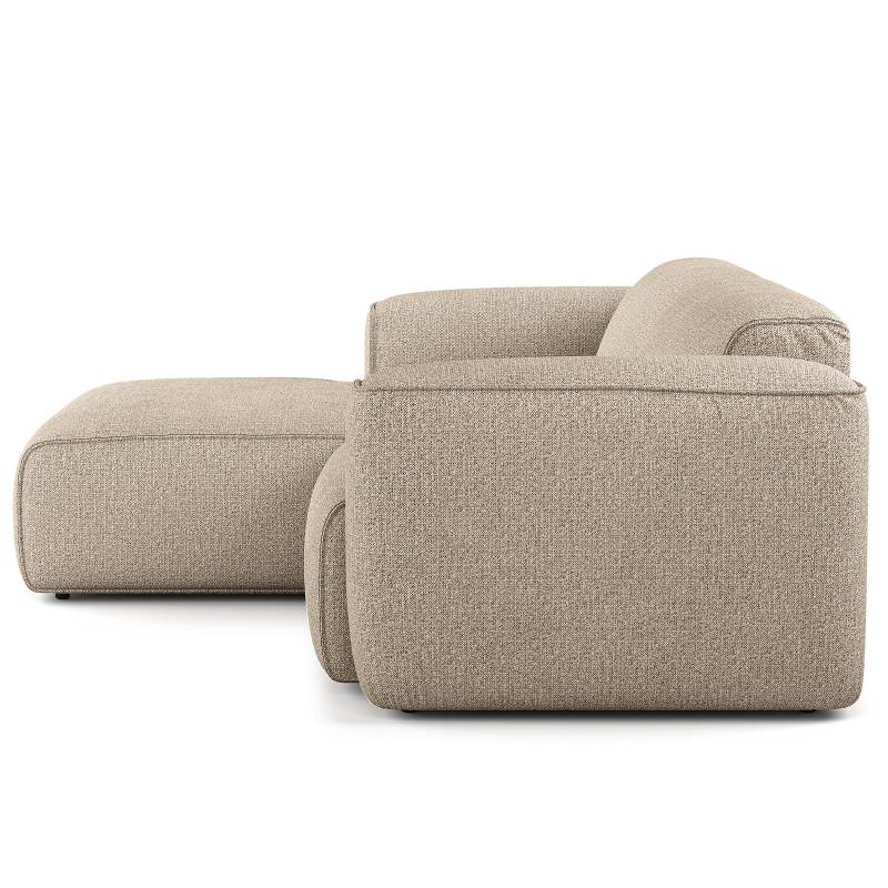 home24 Ecksofa mit XL-Longchair Beige Webstoff Amaris 260 x 71 x 171cm Longchair davorstehend links Modern von home24