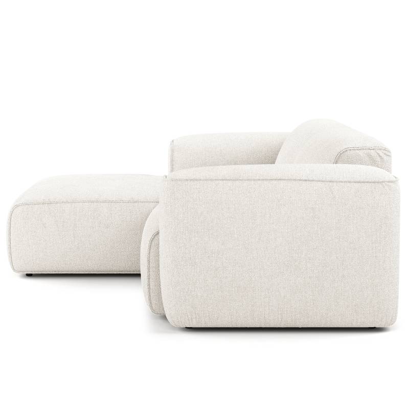 home24 Ecksofa mit XL-Longchair Weiß/Beige Bouclé Stoff Helay 260 x 71 x 171cm Longchair davorstehend links Modern von home24