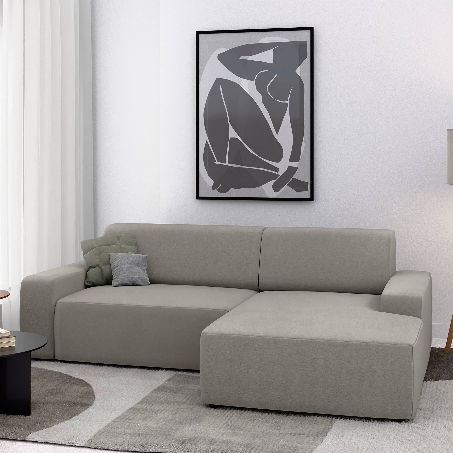 home24 Ecksofa mit opt. Schlaffunktion Grau Webstoff Linna 246 x 73 x 162cm Longchair davorstehend rechts mit Schlaffunktion Modern home24 Ecksofa mit opt. Schlaffunktion Grau Webstoff Linna 246 x 73 x 162cm Longchair davorstehend rechts mit Schlaffunktion Modern von home24