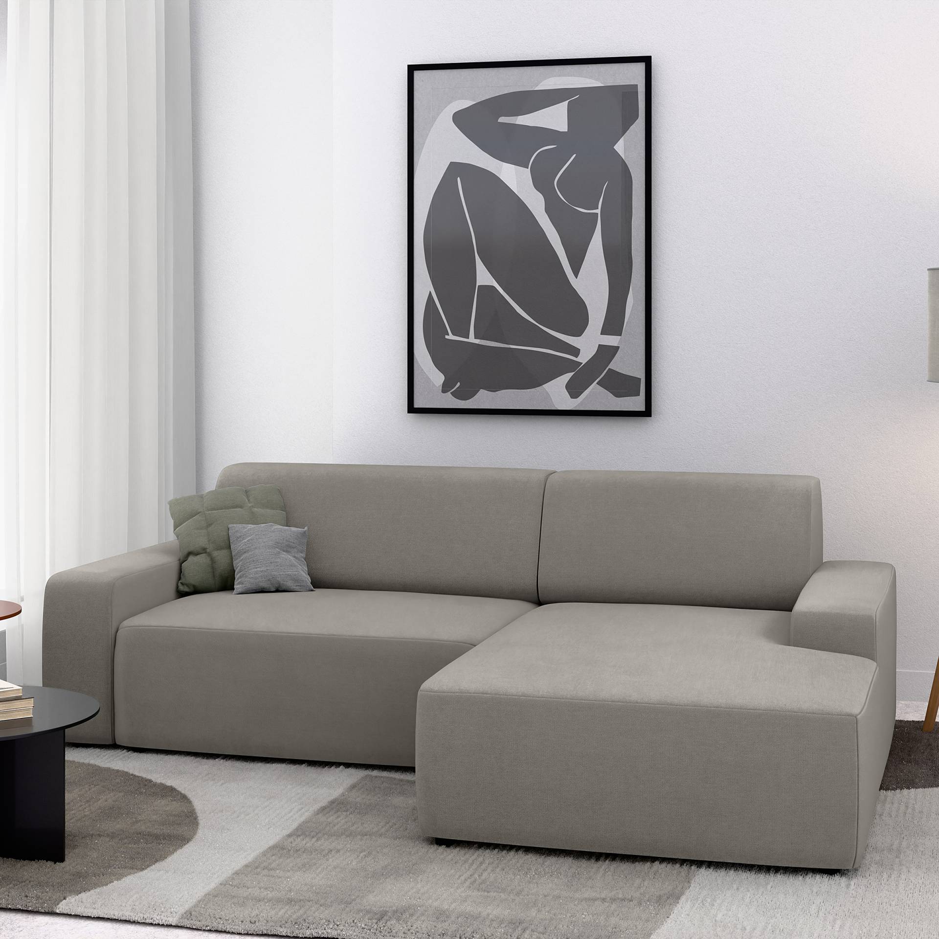 home24 Ecksofa mit opt. Schlaffunktion Grau Webstoff Linna 246 x 73 x 162cm Longchair davorstehend rechts ohne Schlaffunktion Modern home24 Ecksofa mit opt. Schlaffunktion Grau Webstoff Linna 246 x 73 x 162cm Longchair davorstehend rechts ohne Schlaffunktion Modern von home24