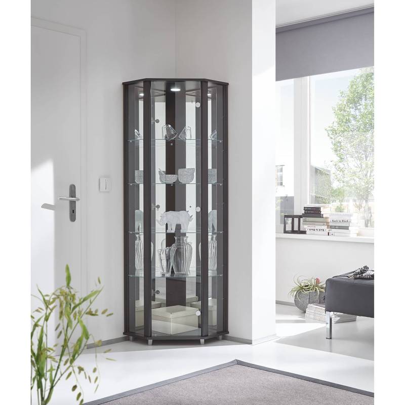 home24 Eckvitrine I 71 x 172 x 52cm Schwarz/Schwarz von home24