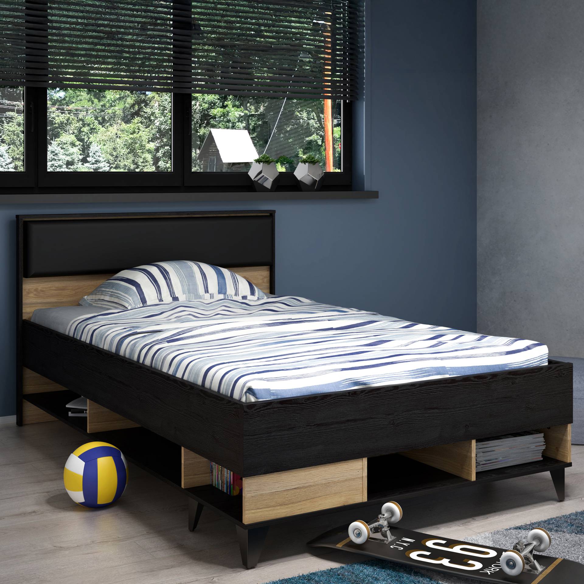 home24 Einzelbett 120 x 200cm Schwarz/Braun home24 Einzelbett 120 x 200cm Schwarz/Braun von home24