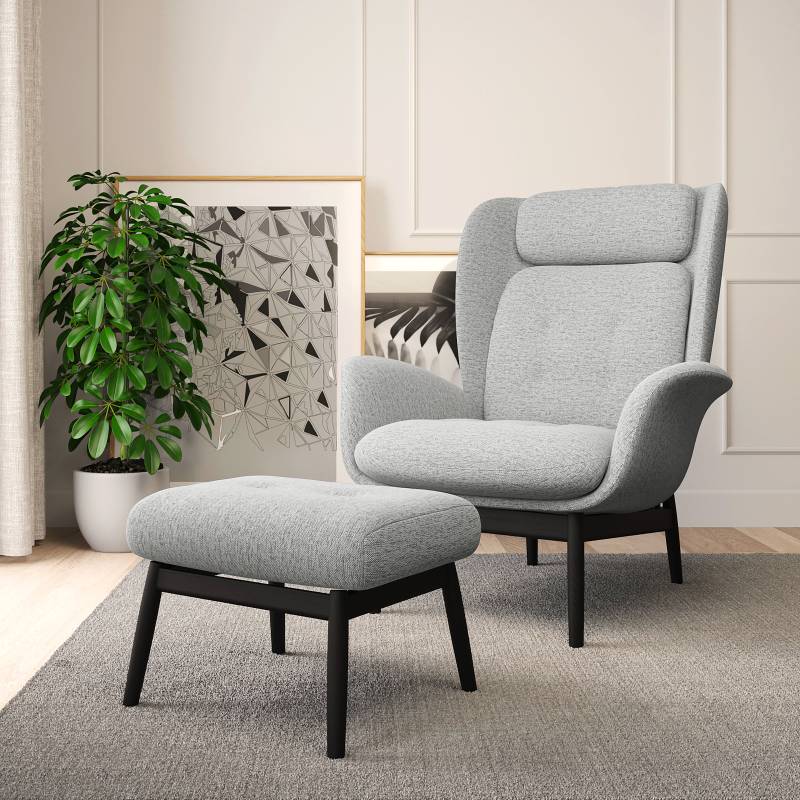 home24 Einzelsessel FEELIX Grau Webstoff Saia Schwarz 92 x 99 x 103cm von home24