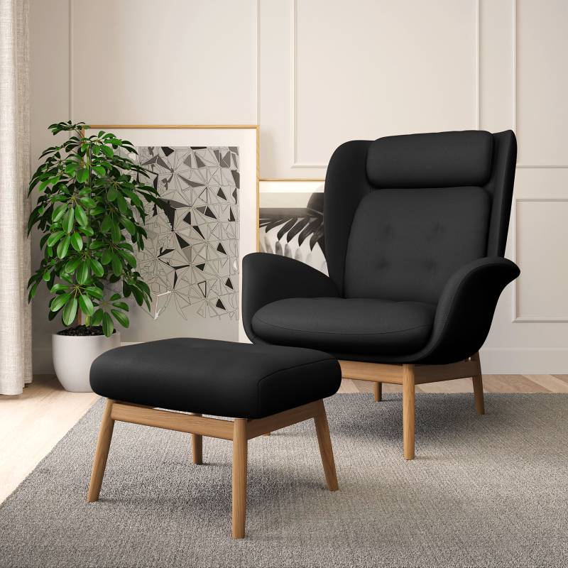 home24 Einzelsessel FEELIX Schwarz Echtleder Danbi Eiche Hell 92 x 99 x 103cm home24 Einzelsessel FEELIX Schwarz Echtleder Danbi Eiche Hell 92 x 99 x 103cm von home24