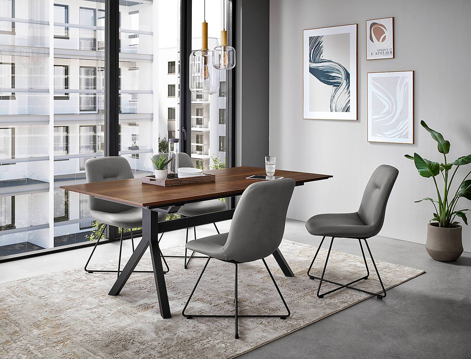 home24 Esstisch 160cm mit Kopfauszug & Einlegeplatte n Braun/Nussbaum Dekor von home24