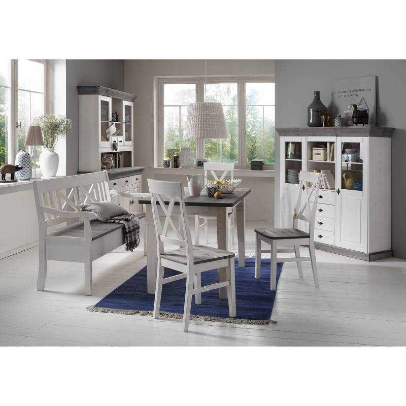 home24 Esszimmerstuhl 2er Set 45 x 94 x 43cm Weiß/Kiefer Weiß/Kiefer Grau home24 Esszimmerstuhl 2er Set 45 x 94 x 43cm Weiß/Kiefer Weiß/Kiefer Grau von home24