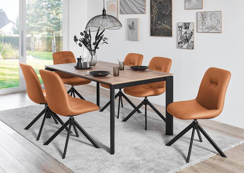home24 Esszimmerstuhl 51 x 89 x 61cm Orange/Cognac von home24