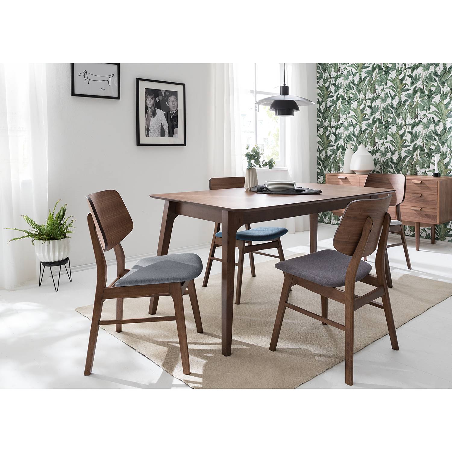 home24 Esszimmerstuhl HAGAN 47 x 81 x 53cm Braun/Grau/Dunkelgrau 2er Set von home24