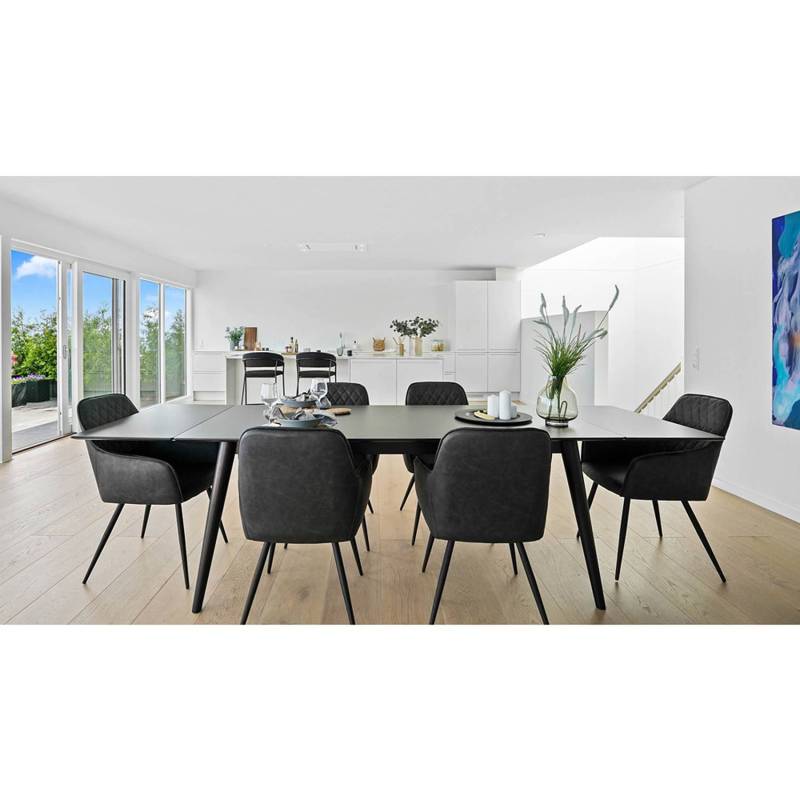 home24 Esszimmerstuhl Harbo 2er-Set 57 x 87 x 65cm Kunstleder Grau/Vintage Grau von home24