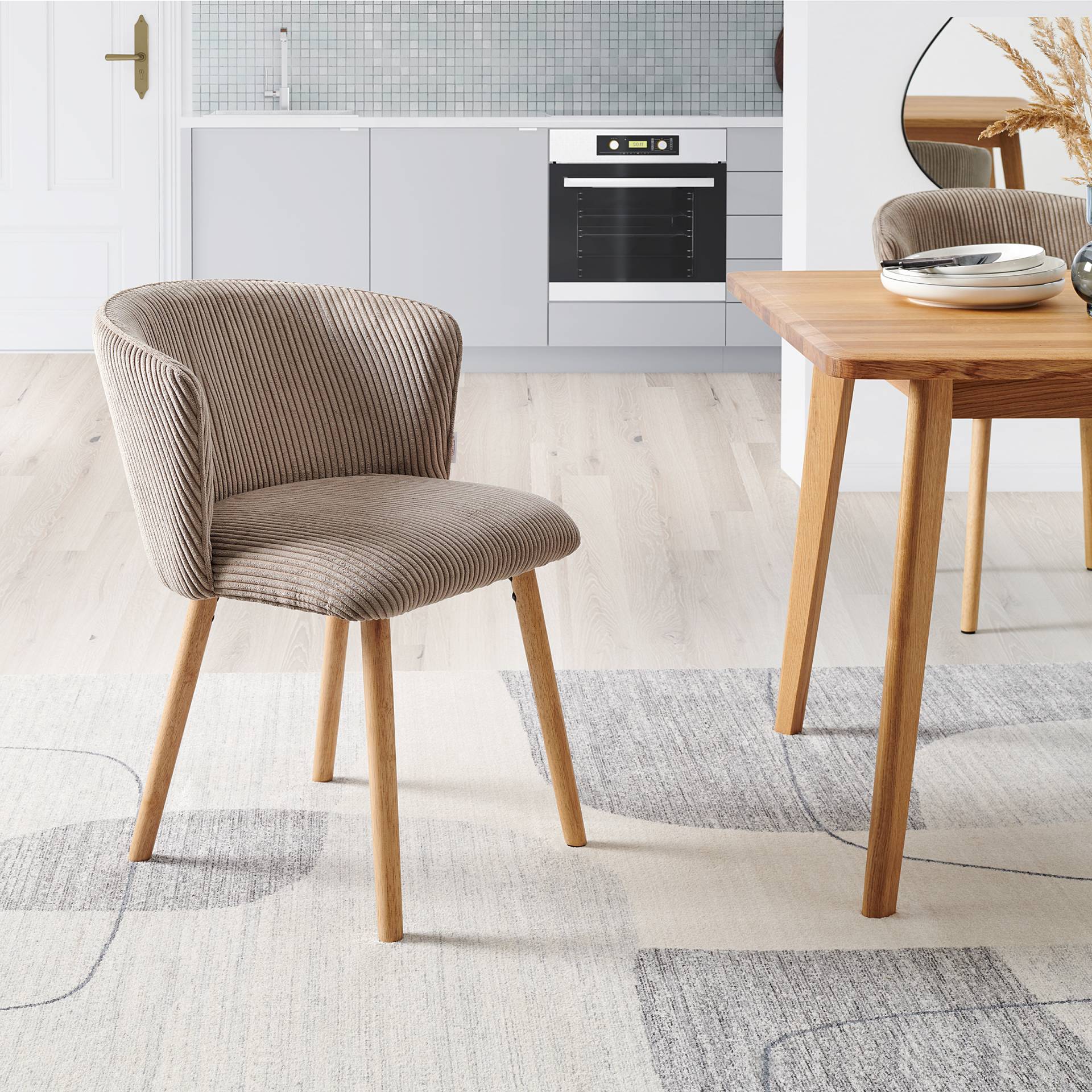 home24 Polsterstuhl KYTTERNE 2er Set 61 x 79 x 61cm Braun/Taupe von home24