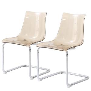 home24 Esszimmerstuhl Mensiku 2er-Set 47 x 82 x 51cm Silber/Durchsichtig/Bernstein von home24