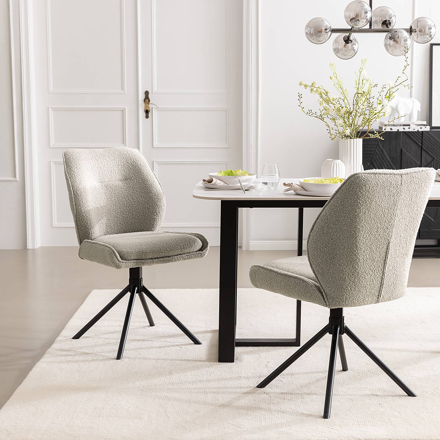 home24 Esszimmerstuhl Mollvika 2er-Set 50 x 89 x 63cm Grau von home24