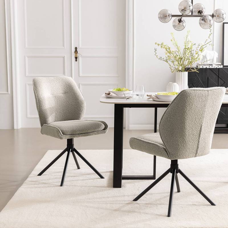 home24 Esszimmerstuhl Mollvika 2er-Set 50 x 89 x 63cm Grau von home24
