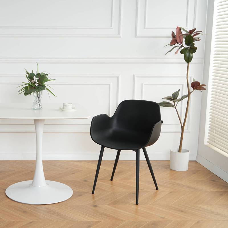 home24 Esszimmerstuhl Sandby 2er-Set 54 x 83 x 57cm Schwarz/Schwarz von home24