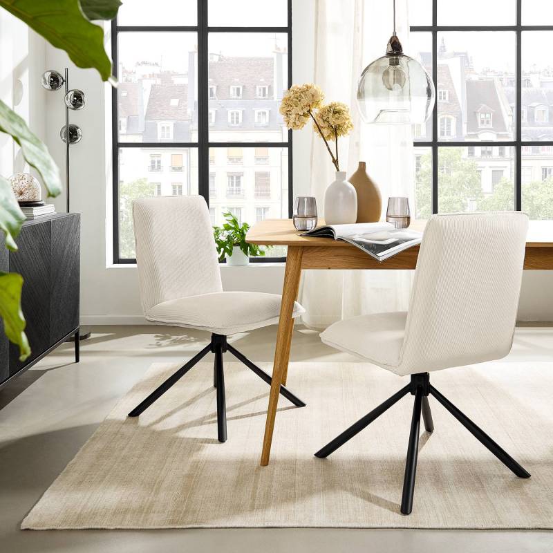 home24 Esszimmerstuhl Twatasha 2er- Set 50 x 88 x 62cm Weiß/Creme von home24