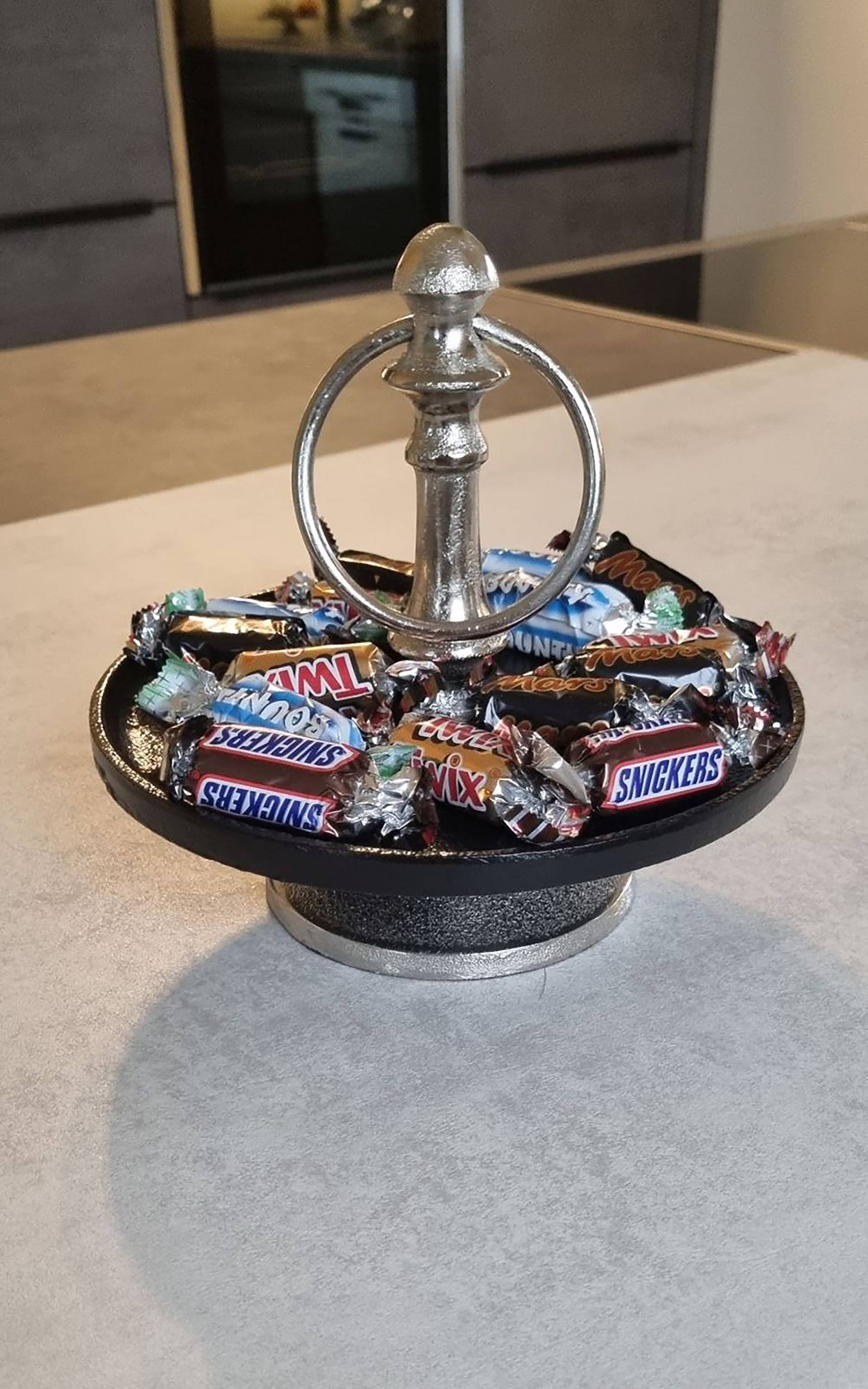 home24 Etagere Leora 1 Stufe 19 x 17 x 19cm Silber/Schwarz/Silber von home24