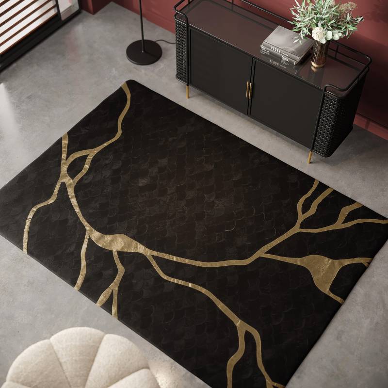 home24 Fellteppich Fulmine Schwarz/Schwarz 240 x 1 x 170cm Wolle von home24
