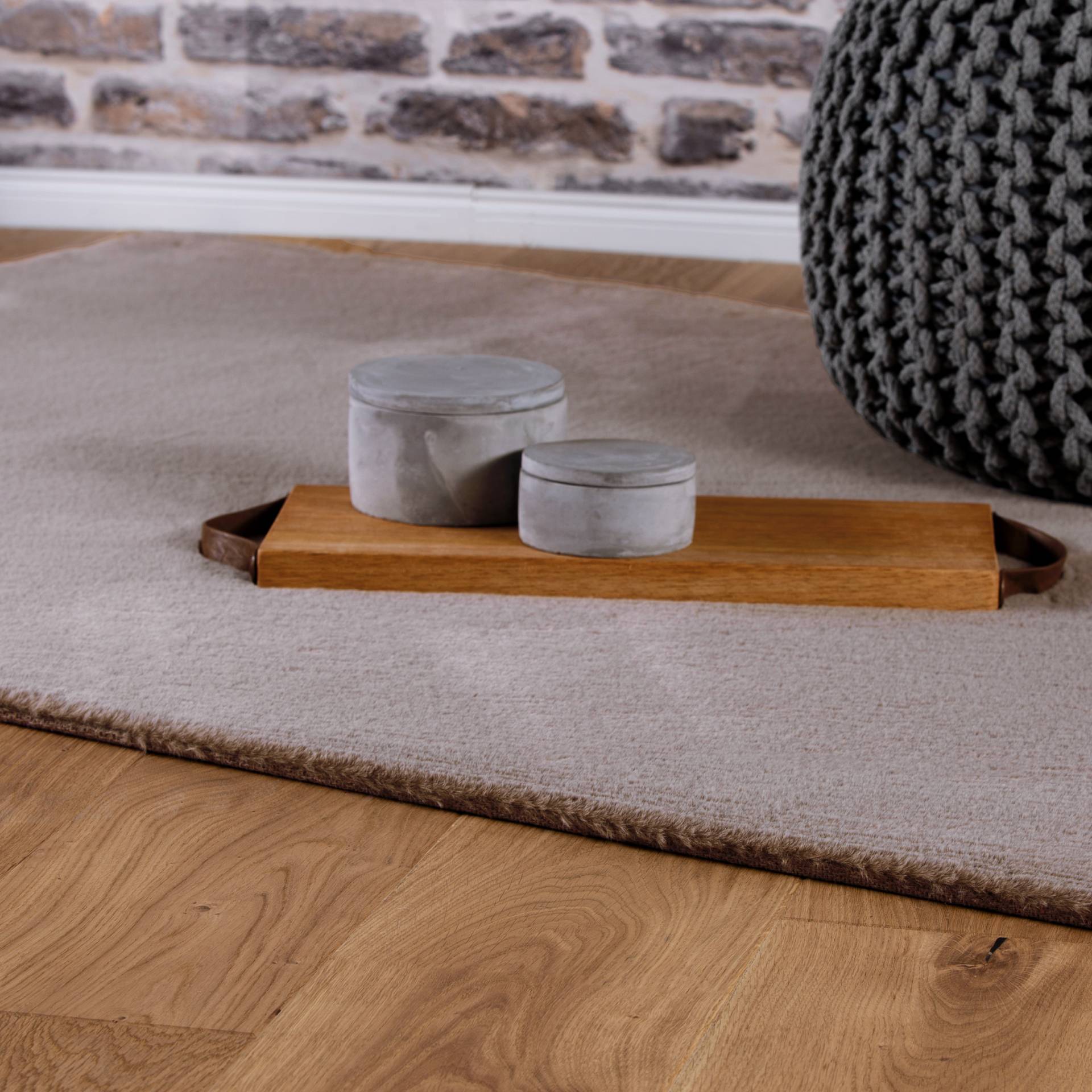 home24 Fellteppich My Cha Cha Braun/Braun 60 x 110cm Microfaser von home24