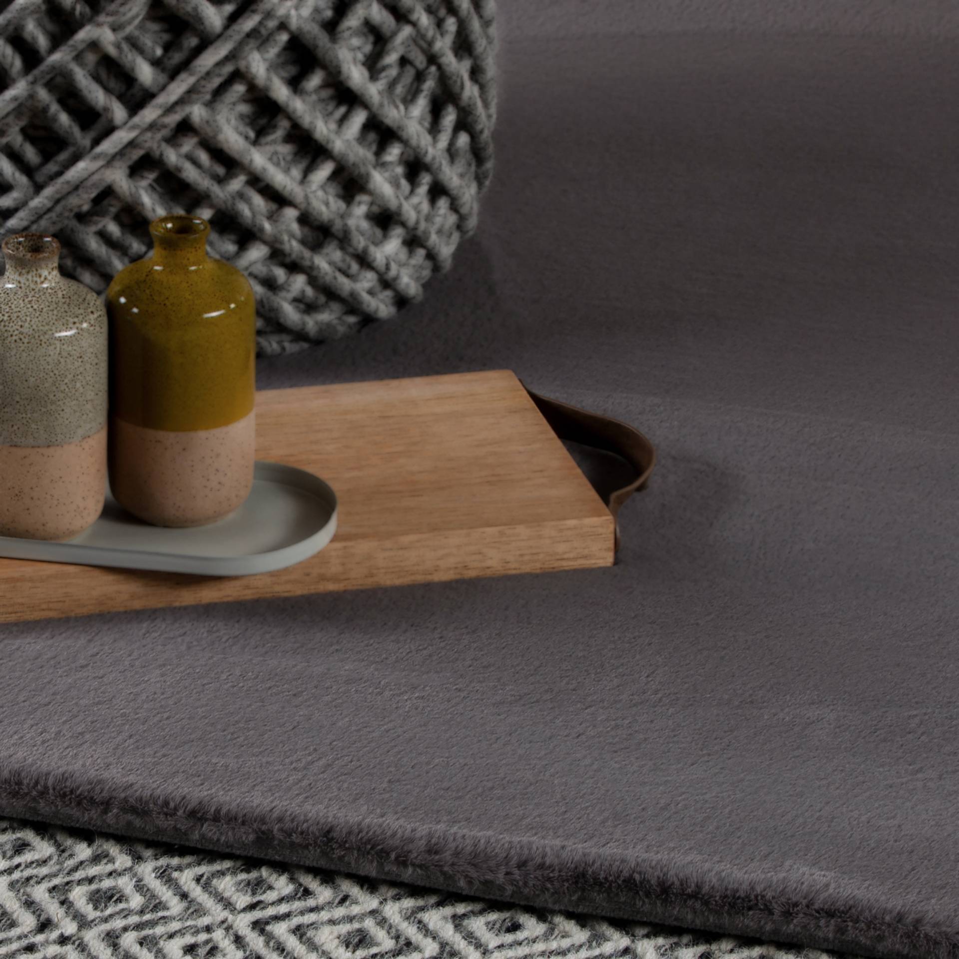 home24 Fellteppich My Cha Cha Grau/Grau 120 x 170cm Microfaser von home24