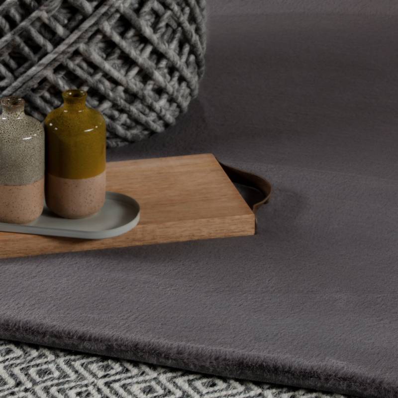 home24 Fellteppich My Cha Cha Grau/Grau 120 x 170cm Microfaser von home24