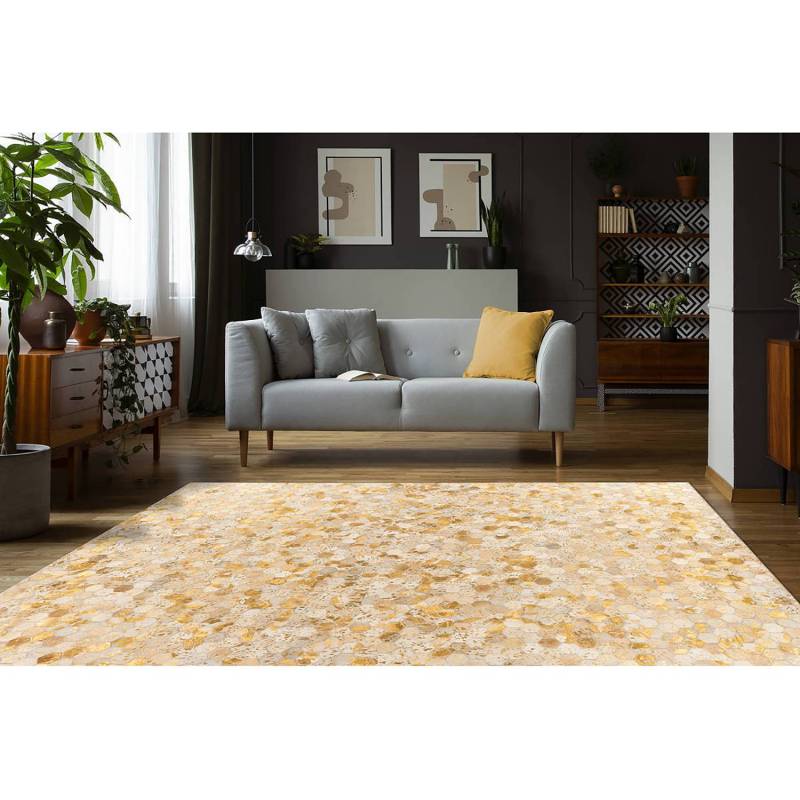 home24 Fellteppich Ravi 400 Gold/Gold 160 x 230cm Rinderfell von home24