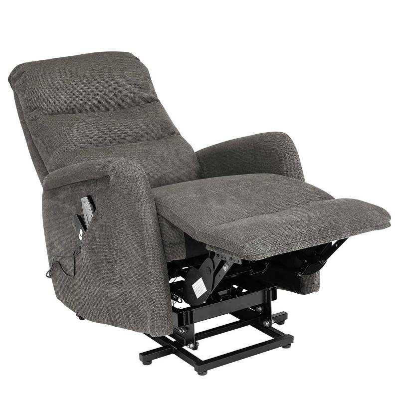 home24 Fernsehsessel mit Aufstehhilfe Grau Microfaser 74 x 109 x 84cm von home24