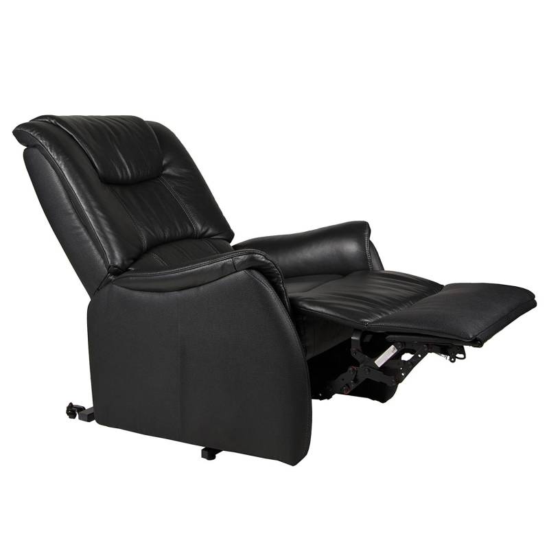 home24 Fernsehsessel Messina XXL Schwarz/Schwarz Bezug: Leder Gestell: Metall 84 x 97 x 94cm von home24