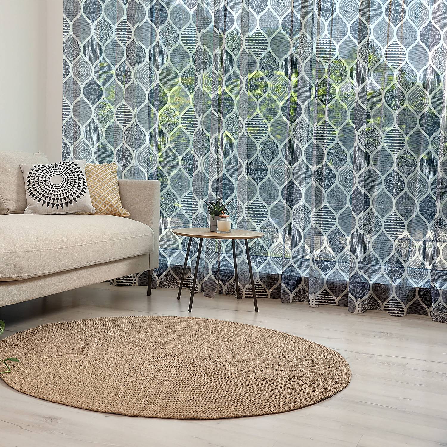 home24 Fertiggardine Abstrakt Typ C 2er-Set 240cm Violett/Creme/Marineblau home24 Fertiggardine Abstrakt Typ C 2er-Set 240cm Violett/Creme/Marineblau von home24